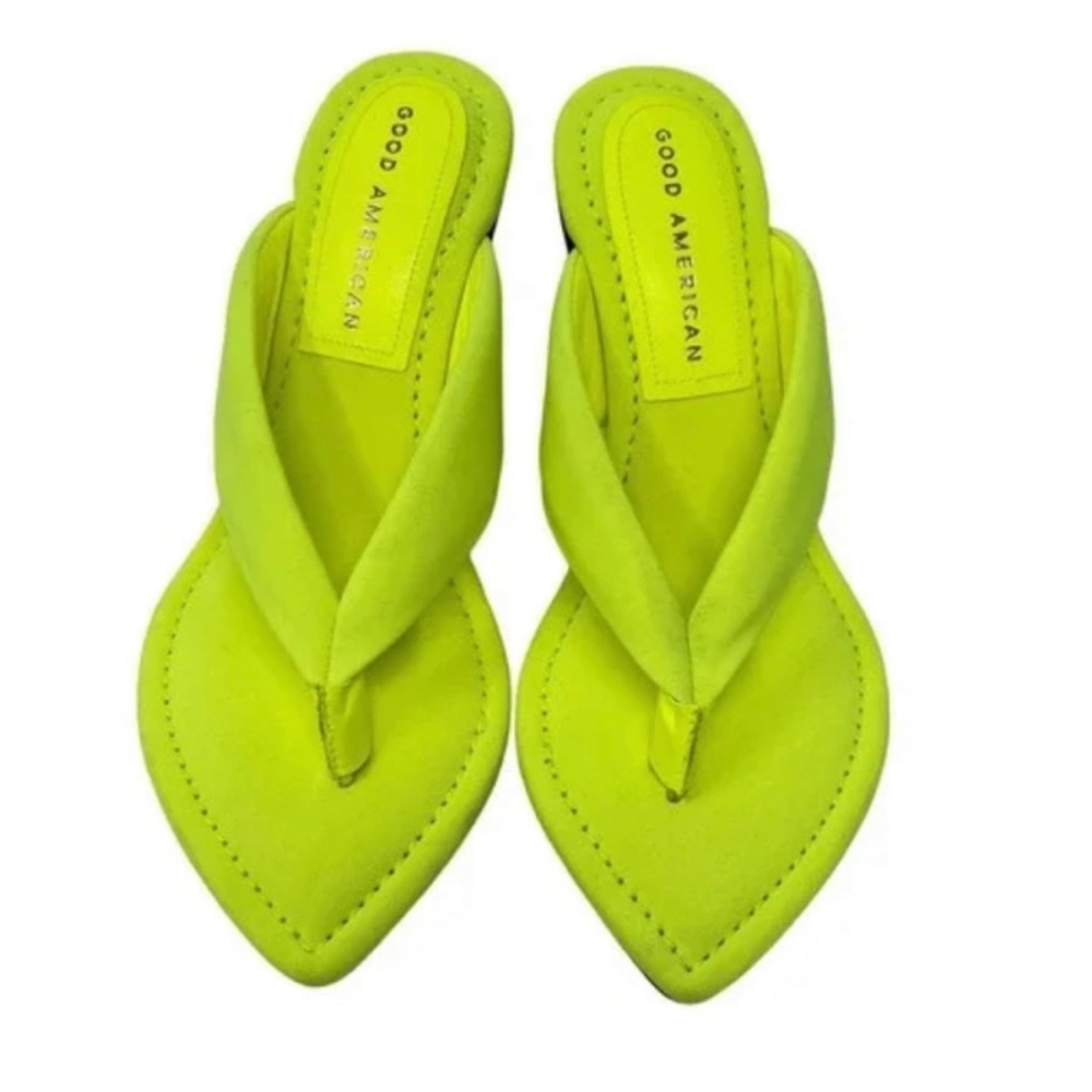 Good American Thong Lucite Wedge Heel Sandals Size 13